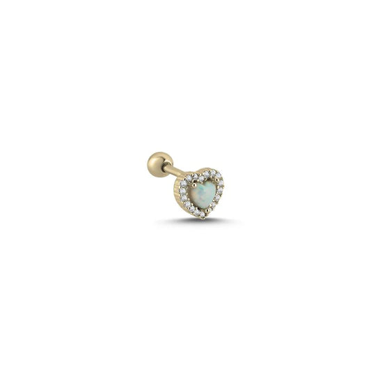 HEART OPAL & CZ TRAGUS STUD